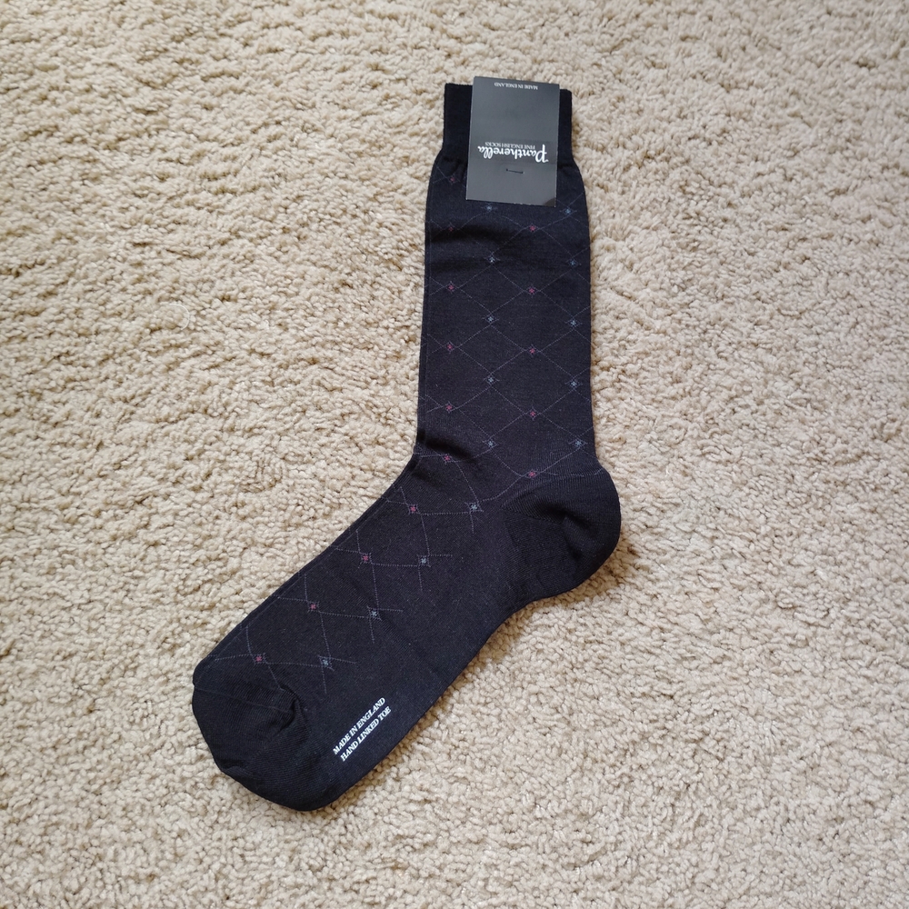 NEW Pantherella Black Wool Dress Socks